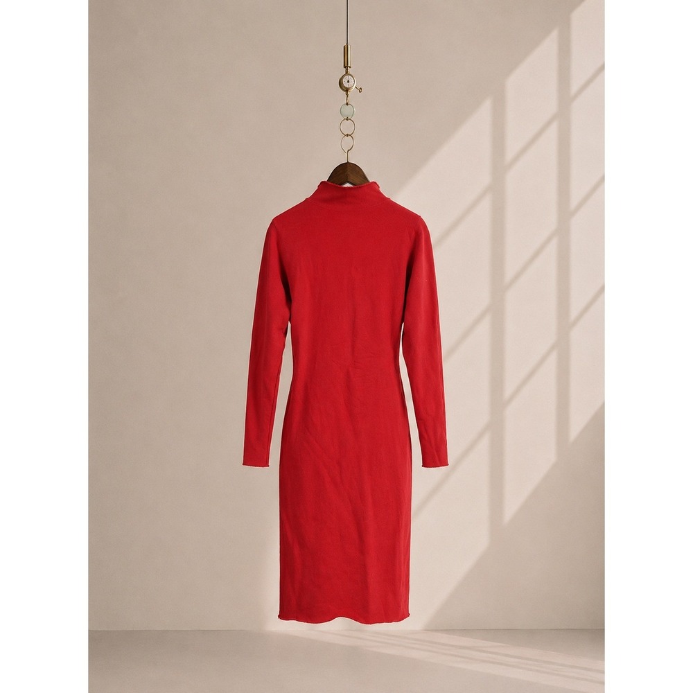 Frank & Eileen Isabelle Triple Fleece Funnel Neck Midi Dress Red XS USA - Picture 3 of 10